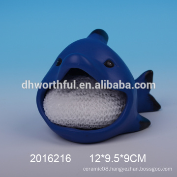 Cute sandfish ceramic sponge holder for kitchen